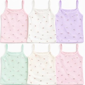 Resim mini kanka Kız Çocuk Askılı Atlet 6'lı Set (3-12 Yaş) Çiçek Desenli Pamuklu, Organik Dokunuşlu İç Giyim 6 Adet 