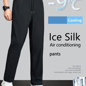 Resim Erkekler için buzlu ve kaygan fiberli, yüksek elastikiyetli, nefes alabilen, bağcıklı, yan cepli, rahat ve hafif, hızlı kuruyan, dış mekan sporları, evde rahatlamak ve sokak giyimi için klasik düz renkli, dayanıklı spor pantolonları, koşu, antrenman ve yürüyüş için 