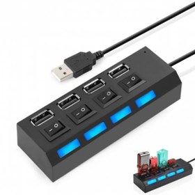 Resim 4 Port Usb Çoklayıcı 2.0 Hub Switch Çoğaltıcı Işıklı Anahtarlı N11.190 