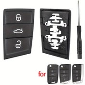 Resim 3 Düğmeli Uzaktan Anahtar Kauçuk Ped Fob Kılıfı Kabuk Cilt, VW Polo Golf 7 Tiguan, Skoda Octavia, SEAT Ateca Leon Ibiza için 