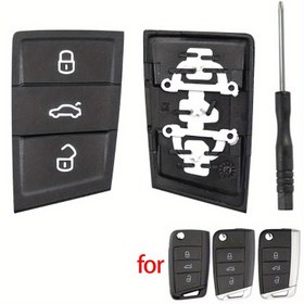 Resim 3 Düğmeli Uzaktan Anahtar Kauçuk Ped Fob Kılıfı Kabuk Cilt, VW Polo Golf 7 Tiguan, Skoda Octavia, SEAT Ateca Leon Ibiza için 