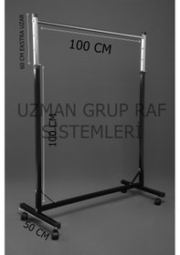 Resim Uzmangrupraf Uzman Grup Raf Ayarlanabilir Tekerlekli Elbise Askılığı (522541162) Siyah 