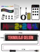 Resim RetroNaut Pixel Led Panel Dijital Ekran Yazı ve Animasyon Eklenebilen Telefon Kontrollü Yapışkanlı 16x96 Led 