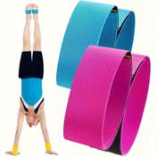 Resim 2 adet Jimnastik Esnek Kayışları | Tutuş Dokusu ile Pembe ve Mavi Ayak Bileği Bandı | Başlangıçlar için Dayanıklı, Esnek Eğitim Ekipmanı | Tumbling, Cheerleading ve Dans Pratiği için İdeal, Tumbling Destek | Yuvarlak Tasarım | Dayanıklı Jimnastik Bantları 