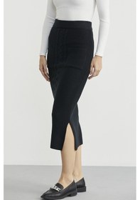 Resim Sementa Cep Detaylı Uzun Triko Etek - Siyah Siyah 