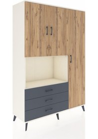 Resim Hyperion Dolap 7 Raflı 3 Çekmeceli 3 Kapaklı 132x44x195 Aytaşı-çam/antrasit Atlas Çam/antrasıt 