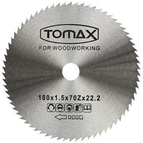 Resim Tomax Ağaç Daire Testeresi Elmassız 180X1.5X22.2X70Z Diş 