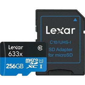 Resim Lexar 256GB 633X 4K Micro Sd Hafıza Kartı + Adaptör (100MB/S) LXR256GB633X 