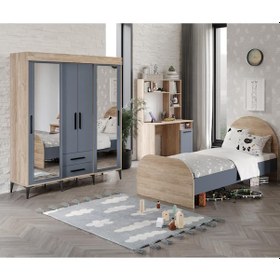 Resim Izmir Çocuk Odası Takımı Tamamı Mdf Antrasit Ve Flora Aynalı 