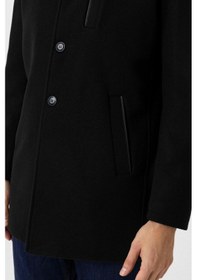 Resim Hakim Yaka Siyah Yünlü Regular Erkek Kaban Siyah 