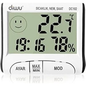 Resim DC102 Iç Mekan Termometre Nem Ölçer Saat 