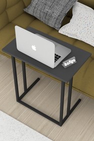 Resim Bofigo Metal Ayaklı Laptop Sehpası Kahvaltı Masası Çalışma Sehpası Stabil Antrasit 