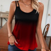 Resim Kadınlar için Gradyan Yaka Tank Top - Siyah'ten Yeşile Ombre Kolsuz Gömlek, Nefes Alabilen Yazlık ve Her Mevsim Giyilebilir, Makinede Yıkanabilir Çok Amaçlı Kadın Üstü 