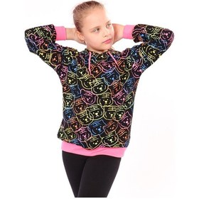 Resim Toontoy Kız Çocuk Komple Baskılı Sweatshirt Siyah 