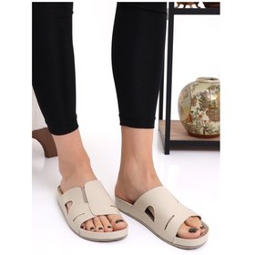 Resim Mulex 10652 Kadın Terlik Comfort Anatomik Kadın Ev Dışarı Terliği Bej Siyah 
