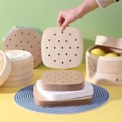 Resim 50 Adet Air Fryer Pişirme Kağıdı Tek Kullanımlık Hava Fritöz Yapışmaz Yağlı Kağıt Delikli Model 