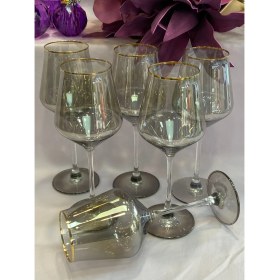Resim MD Mimoza Dekor MD Mimoza Füme Gold Kadeh 6'lı Set Kırmızı Şarap Kadehi 450 ml Şık Tasarım 