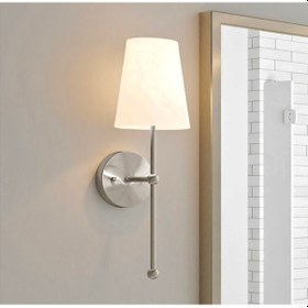 Resim Modern Tasarım Tak Çalıştır Mat Gri Pilli Aplik Krem Abajur Metal Gövde Şık Görsellik Katar Gri 