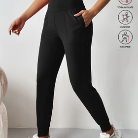 Resim Kadınlar için Yan Cepli Yoga Pantolonu Koşu Pantolonu Kadın Spor Koşu Dokuz-Yirmi Pantolon 