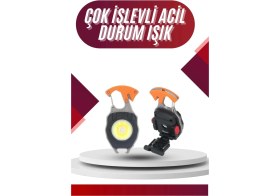 Resim Calperia 7 Modlu Mini LED Lamba Anahtarlık USB Şarjlı Kamp Için Taşınabilir 