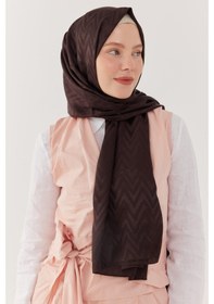 Resim Mirsoy Scarf Zikzak Desen Parlak Jakar Şal - Acı Kahve Acı Kahve 