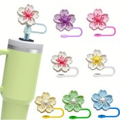 Resim 7/4 adet Kawaii Çiçekli Hasır Kılıfı - Tekrar Kullanılabilir, Toz Geçirmez, Parti, Doğum Günü, Arkadaş Toplama için Dekoratif Hasır Kapakları - Anneler Günü Hediye Fikri, Parti Malzemeleri 