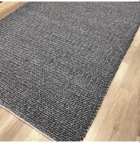 Resim Eko Halı Jade Basketweave Antrasit Naturel Kazak Örgü Desenli El Dokuma Örgü Kilim Antrasit 