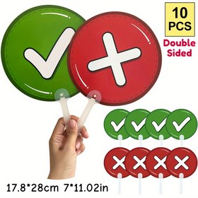 Resim 10 adet Çift Taraflı Sınıf Oylama Paddles - Yeşil/Kırmızı Doğru/Yanlış EVET/HAYIR Eğitici Paddles, Öğretmen, Öğrenci, Teklifler, Sınavlar, Anketler için - Dayanıklı PP Malzeme, Sınıf, Ofis, Ev Eğitimi Öğrenme Malzemeleri, Öğretmenler için Sınıf Süsleri, Eğitici Araçlar, Basit Tasarım, Sağlam İnşaat, Öğretmen Malzemeleri, Kullanımı Kolay Tasarım, Hafif Paddles, Sınav Aksesuarları, Ev Eğitimi Ebeveynleri 