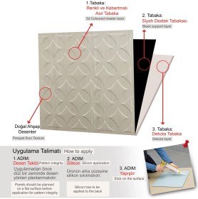 Resim 3 Boyutlu Duvar Paneli Kabartmalı Retro Desen Pvc 41X41 Cm/ 6 Adet /1 M² Beyaz Huş 