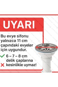 Resim DESIPHON S Çiftli Çöpmak Sifonu 11 cm Kafa Çapı Dik Taşmalı Derin Tip Koku Önleyici 