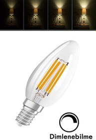 Resim Osram Ledvance 4.8W (40W) Dim Rustik Led Mum Ampul - Sarı Işık Işığı Ayarlanabilir 