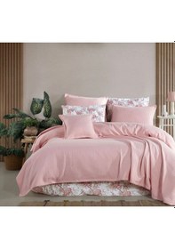 Resim %100 Pamuklu Lastikli Çarşaflı Full Set Pike Takımı 220x230 Pembe 