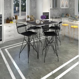 Resim Kenz Life Knsz Masa Sandalye Takımı HEM105ZENGIN Grisyh 130*070 4 Sandalye Syhsyh Kolçaklı 