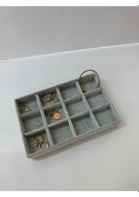 Resim Yerli Üretim Süet Kumaş Gri Renk 3 Lü Takım Çekmeçe İçi Gri 