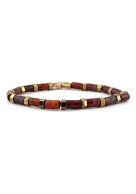 Resim Solfera Terra Red Jasper Hematit Doğal Taş Erkek Bileklik J0245 Çok Renkli 