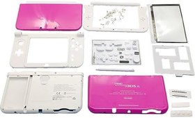 Resim Pembe Renk Yeni 3DSXL Ekstra Muhafaza Kılıfı Kabukları Komple Set Değiştirme, Yeni 3DS New3DS XL LL 3DSLL New3DSXL Konsol, Gül Kırmızısı Dış Muhafaza + Vidalar, Düğmeler, Ekran Koruyucu, Stylus Kalem 