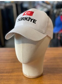 Resim Türkiye Bayrak Nakışlı Fileli Unisex Beyzbol Cap Şapka Beyaz 