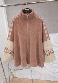 Resim Sisa Butik İthal Toskana Kumaş Kolları Triko Digital Baskılı önü Fermuarlı Ceket Kaban 