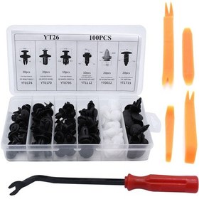 Resim Ranyeek 105'li Araba Tırnak Seti: 6 Tip Plastiği Sabitleyici, Tornavida Ve 4 Çıkarıcı - Tampon, Kapı Döşeme Vb. İçin Uygun 