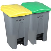 Resim Safell Pedallı Kağıt Plastik Ayrıştırma Kovası - Çöp Konteyneri N11.10081 