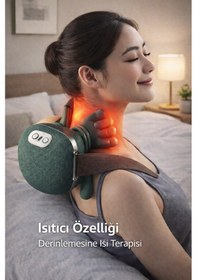 Resim Mo Dou Isıtmalı Boyun Ve Omuz Masaj Aleti 3 Kademe Yoğurma Masajlı Elektrikli Masaj Yastığı 4000mah Açık Yeşil 