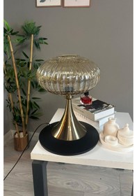 Resim Mesa Bal Rengi Cam Masa Lambası Dekoratif Abajur Çocuk Odası Başucu Lambası Okuma Lambası Natural 
