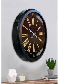 Resim Siyah Roma Rakamlı 52 Cm Metal Duvar Saati Açık 