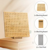 Resim 1 set Bambu Örgü ve Granny Kareleri için Ahşap Tahta Örgü Tahtası, Örgü ve Tığ İşi Projeleri için Blok Tahtası, El Yapımı Örgü Paslanmaz Çelik İğneler 19.81 Cm 