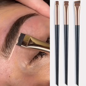 Resim Üç kaş fırçası bıçağı eyeliner fırçası doğal kaş pudra fırçası makyaj aracı detay fırçası 