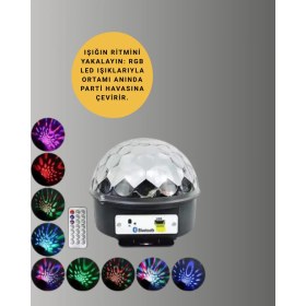 Resim Uzaktan Kumandalı Rgb LED Disko Topu Bluetooth Hoparlörlü 