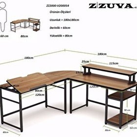 Resim Zizuva 60x75 CM L Köşe Ceviz Mimar Çizim ve Çalışma Masası 