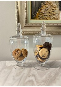 Resim The Mia Ayaklı Cam Saklama Kabı 24 Cm Şeffaf 