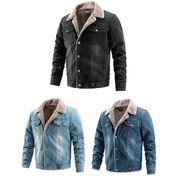 Resim Erkek Polar Astarlı Kot Ceket Siyah 