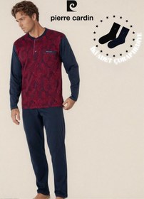 Resim Pierre Cardin Erkek %100 Pamuk Jakarlı Uzun Kol Pijama Takımı Ol.pc.6111.001-bordo-s Çok Renkli 